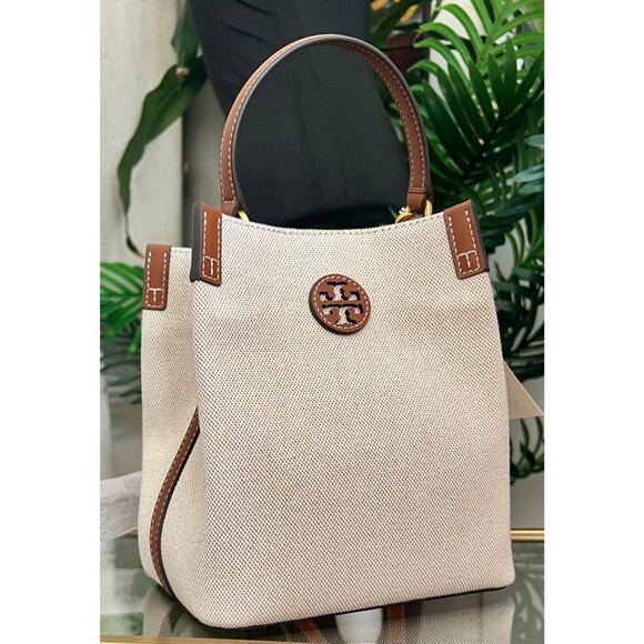 NWT! Tory Burch Canvas and Brown Leather Chelsea Shoulder Bag/ Tote - Picture 6 of 10